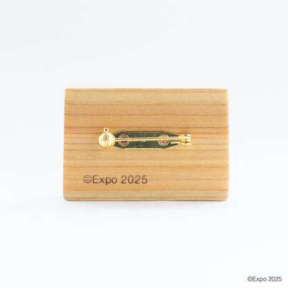 EXPO2025 公式ロゴ 木の四角いブローチ AUC/178 桧 Ⓚ