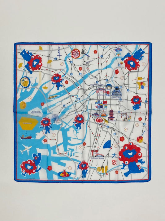 EXPO2025ミャクミャク大阪MAPプリントハンカチ