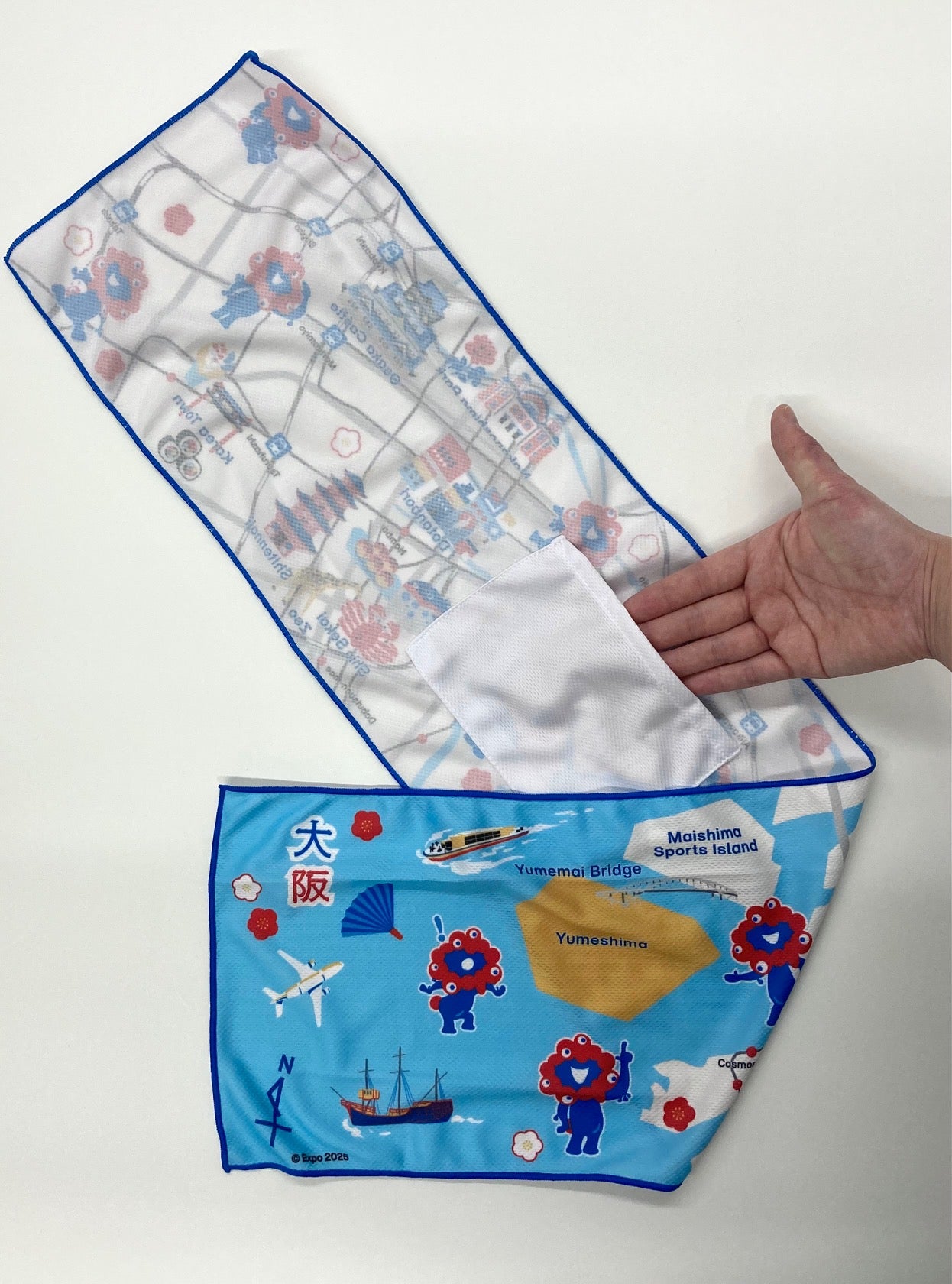 EXPO2025ミャクミャク大阪MAPプリントクールロングハンカチ