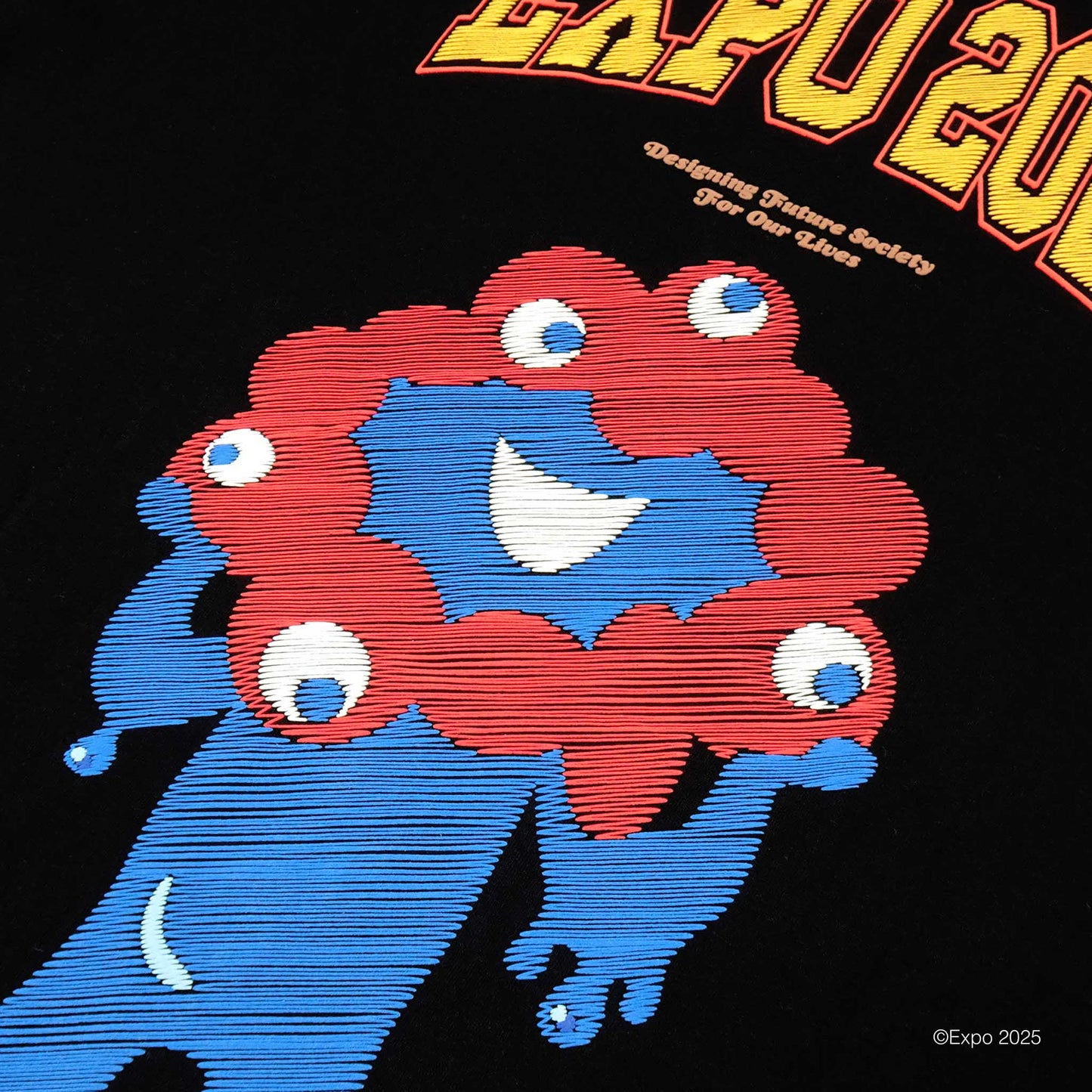 EXPO2025 刺繍風Tシャツ ブラック ユニセックス