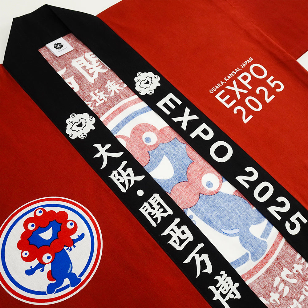 EXP02025 ミャクミャク  法被（はっぴ） 吉原つなぎ柄 TOS/048 えんじ Ⓚ