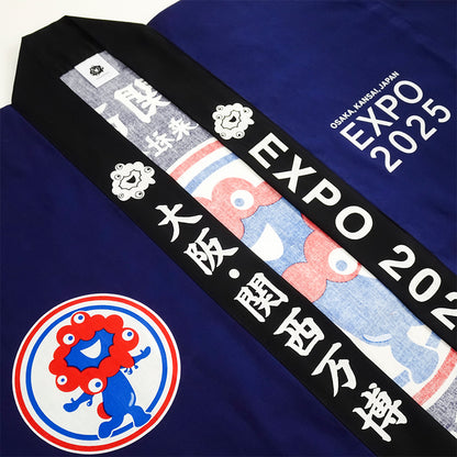 EXP02025 ミャクミャク  法被（はっぴ） 吉原つなぎ柄 TOS/024 青 Ⓚ