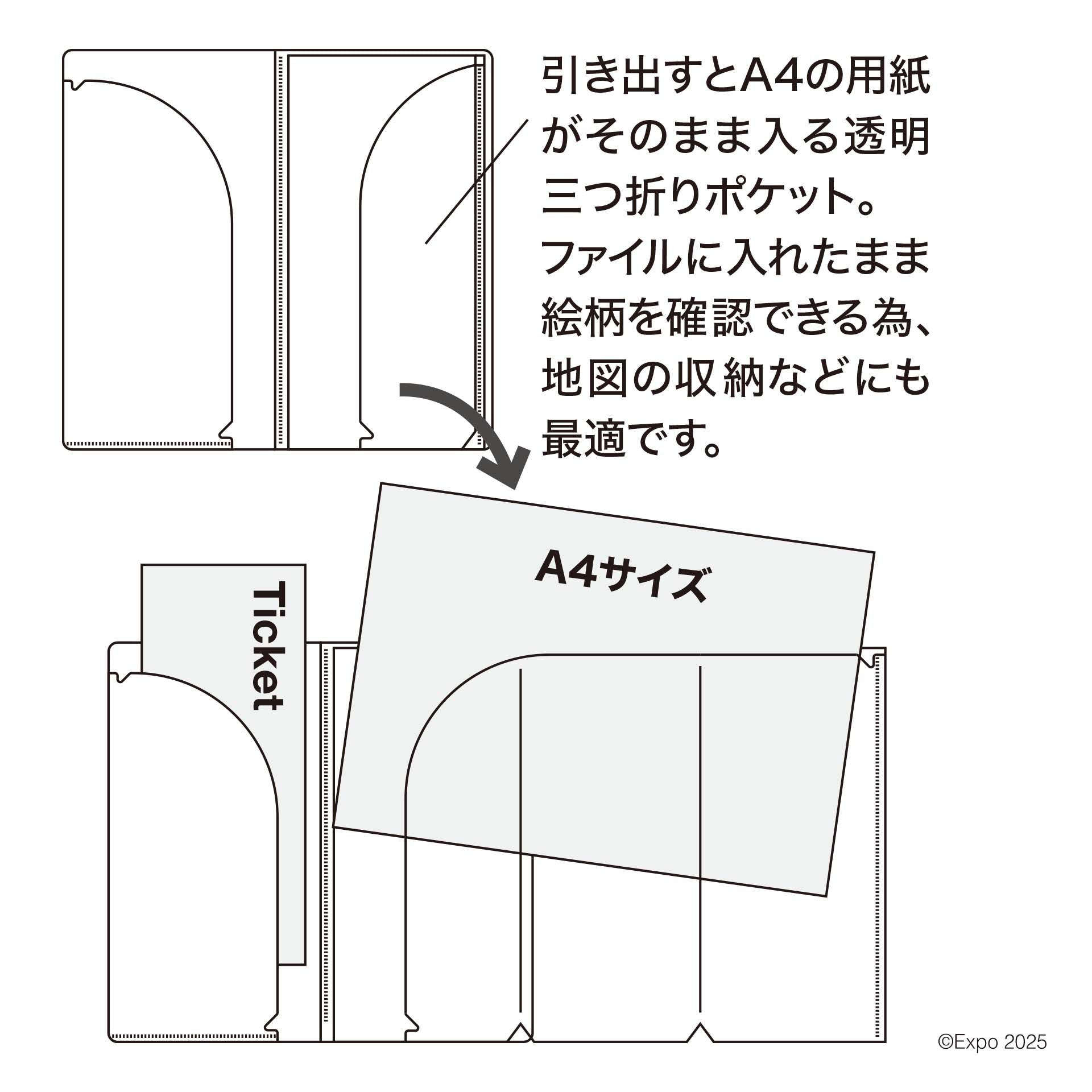 EXPO2025 ミャクミャク チケットホルダー A4サイズポケット付き